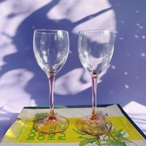Elegant Pink Stem Wine Glasses - Set of 2